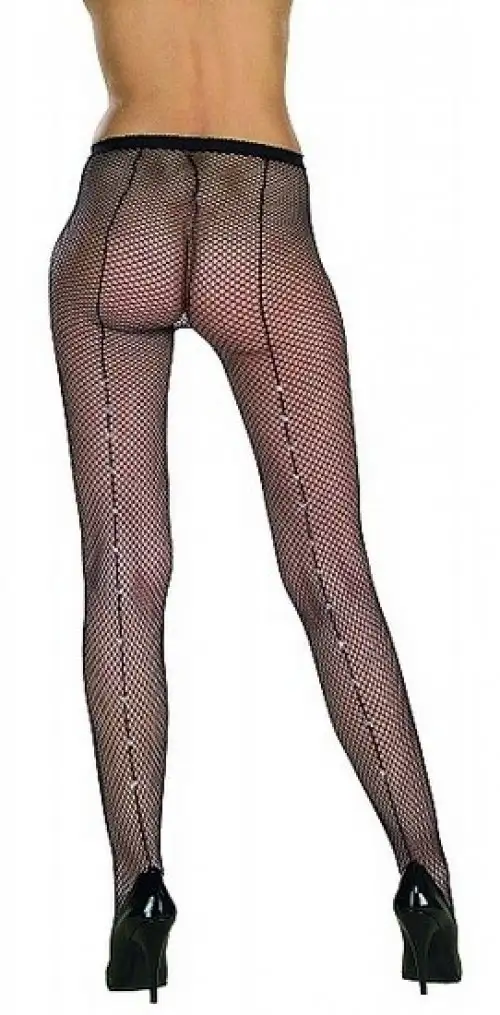Колготки в сеточку со швом сзади, черные (REN205401) photo 1