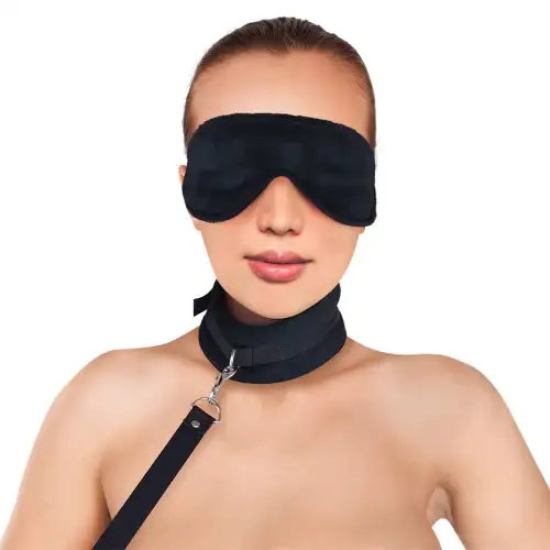 Набор ошейник с поводком и маска Art of Sex - Soft Touch Light, Черный photo 1