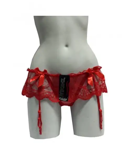 Кружевные стринги с поясом для чулок photo 1