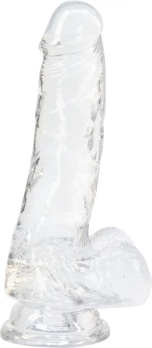 Прозрачный фаллоимитатор на присоске ADDICTION — Clear Dildo with Balls 7″, вибропуля в подарок photo 1