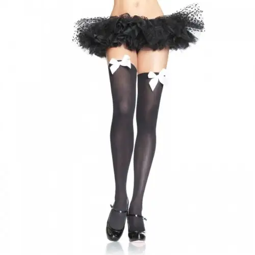 Чулки Leg Avenue черные с белым бантом photo 1