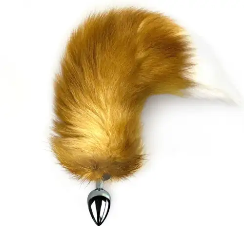 Металлическая анальная пробка с хвостом из натурального меха Art of Sex size M Foxy fox photo 1