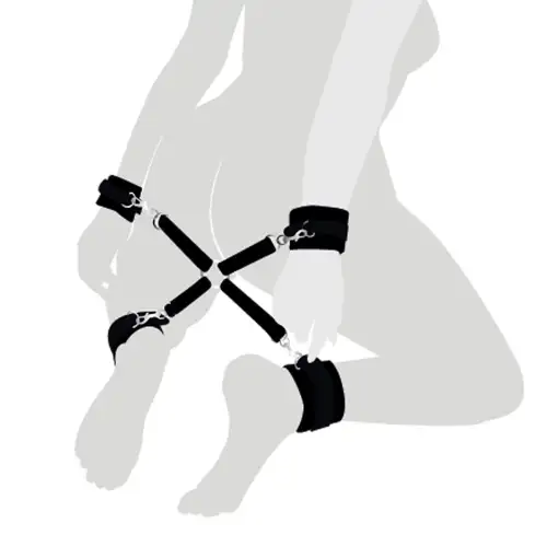 Крестовина из натуральной кожи Art of Sex - 4 Way Connector, Черный photo 1