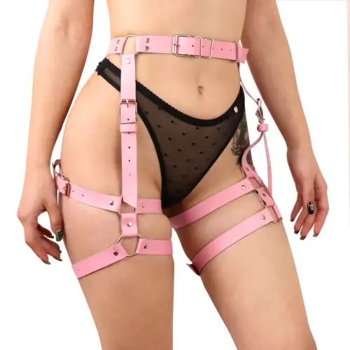 Гартеры Art of Sex - Claire, натуральная кожа, размер L-2XL, цвет розовый photo 1