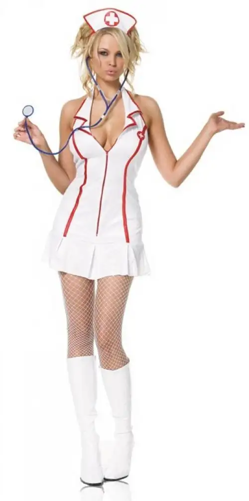 Костюм медсестры NURSE ZIPPER FRONT DRESS MED-LGE photo 1