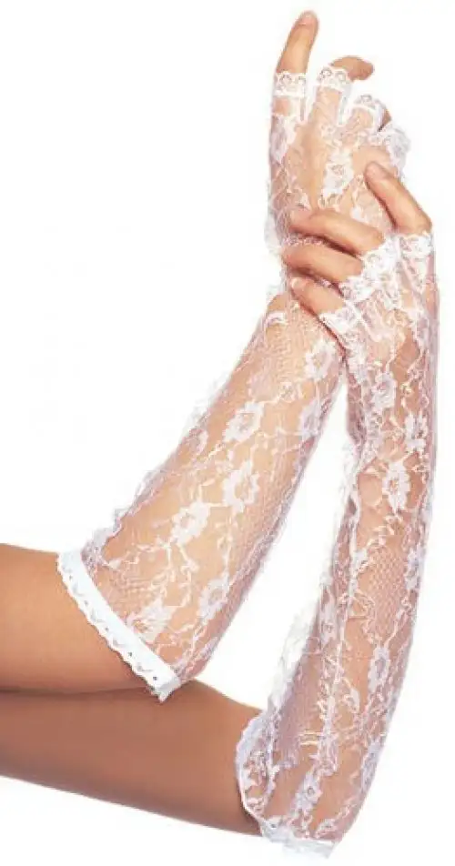 Перчатки ELBOW LENGTH LACE FINGERLESS GLOVES WHITE photo 1