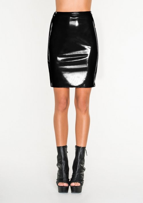 Черная лакированная юбка Avanza, размер S/M photo 1