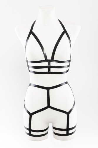 Эротический комплект из латексных ремней Erotic Latex Lingerie photo 1