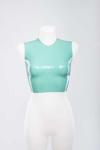 Облегающий топ с чашками из латекса Latex Half Top With Cups photo 1