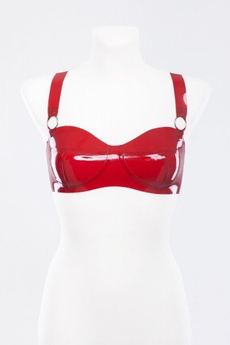 Лиф из латекса без косточек украшенный кольцами Latex Bra With Rings photo 1