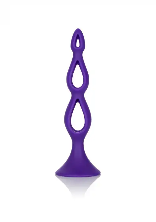 CalExotic Booty Call Silicone Triple Probe - тройная полая анальная пробка, 10,25х3,25 см, пурпурный photo 1