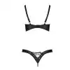 Комплект из экокожи CELINE BIKINI black XXL/XXXL — Passion: открытый бра с лентами, стринги со шнуро photo 4