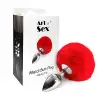 Металлическая анальная пробка М Art of Sex - Metal Butt plug Rabbit Tail, Красный photo 3