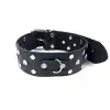 Ошейник из натуральной кожи с заклепками и стразами Art of Sex - Jenna Collar, Черный photo 2