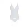 Корсет с пажами, трусики с ажурным декором и открытым шагом Ursula Corset white L/XL — Passion photo 3