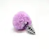 Металлическая анальная пробка Кроличий хвостик Alive Fluffy Twist Plug S Purple, диаметр 2,9 см photo 2