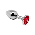 Металлическая анальная пробка с кристаллом Alive Mini Metal Butt Plug Red M photo 1