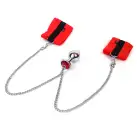 Наручники с металлической анальной пробкой Art of Sex Handcuffs with Metal Anal Plug  size M Red photo 1