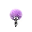 Металлическая анальная пробка Кроличий хвостик Alive Fluffy Twist Plug M Purple, диаметр 3,4 см photo 1