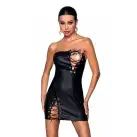 Мини-платье из экокожи Celine Chemise black L/XL — Passion: шнуровка, трусики в комплекте photo 1