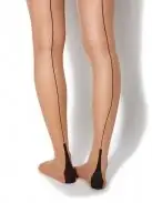 Телесные колготки из лайкры LYCRA LACE PANTY BACKSEAM CUBAN HEEL PANTY HOSE Lycra O/S NUDE/BLACK photo 1