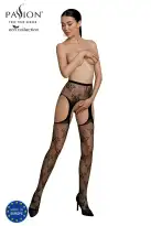 Эротические колготки-бодистокинг Passion ECO S001 black, с доступом, декор бабочки, подвязки photo 1