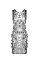 Мини-платье с вертикальным узором Passion BS097 One Size, white, плетение по бокам photo 4