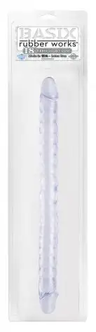 Фаллос двйоной BASIX 18 RIBBED DOUBLE DONG CLEAR photo 1