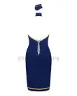 Эротический костюм стюардессы Obsessive Stewardess uniform XS/S, blue, платье, пилотка, шарф, манжет photo 4