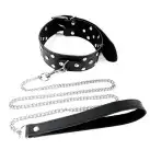 Ошейник с поводком из натуральной кожи с заклепками Art of Sex - Jenna Collar with Leash, черный photo 2