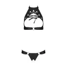 Комплект: открытый топ и трусики из эко-кожи Malwia Set with Open Bra black L/XL — Passion photo 3