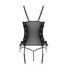 Сетчатый корсет из эко-кожи, с люверсами и съемными пажами Malwia Corset black L/XL — Passion photo 6