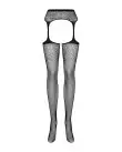 Сетчатые чулки-стокинги с цветочным рисунком Obsessive Garter stockings S207 S/M/L, черные photo 3