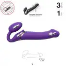 Безремневой страпон с вибрацией Strap-On-Me Vibrating Violet L, диаметр 3,7см, пульт ДУ, регулируемы photo 2