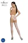 Эротические колготки-бодистокинг Passion ECO S004 white, закрытые трусики, декор, подвязки photo 2